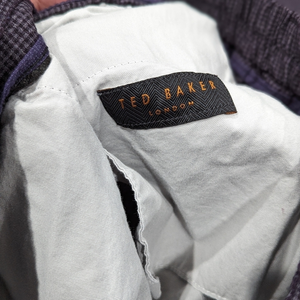 Ted Baker Men's Wool Purple Plaid Check Jem Pant Size 35R - Picture 8 of 11